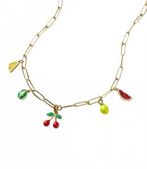 NEW FARRAH B JEWELRY women's fruit charm necklace in gold
